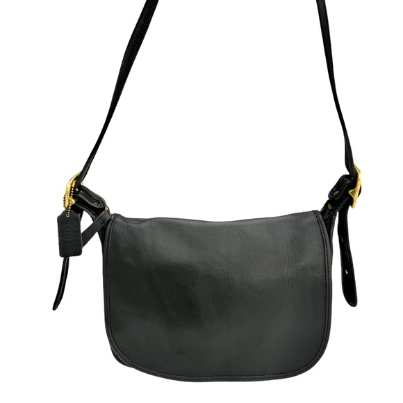 Coach Vintage Leather Flap Shoulder Bag Black Y2K Messenger Bag Women’s - Picture 5 of 17